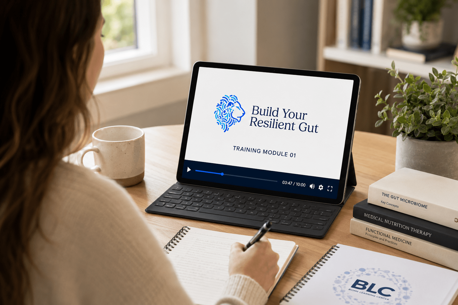 A learner watching a Build Your Resilient Gut training module